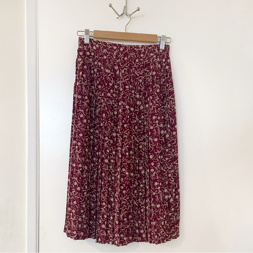 Pleated Floral Midi Skirt